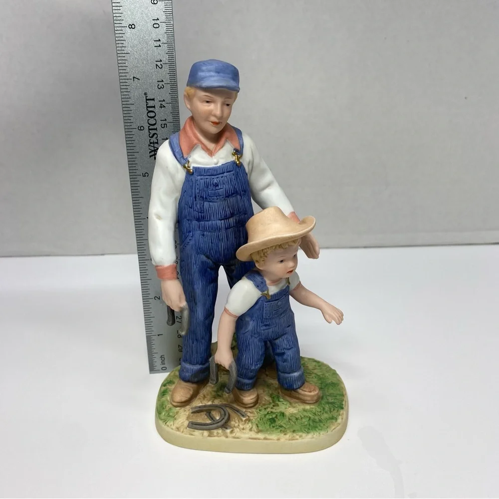 Denim Days Horseshoes Homco Vintage  #8808 Porcelain Dad & Danny Play Horseshoes